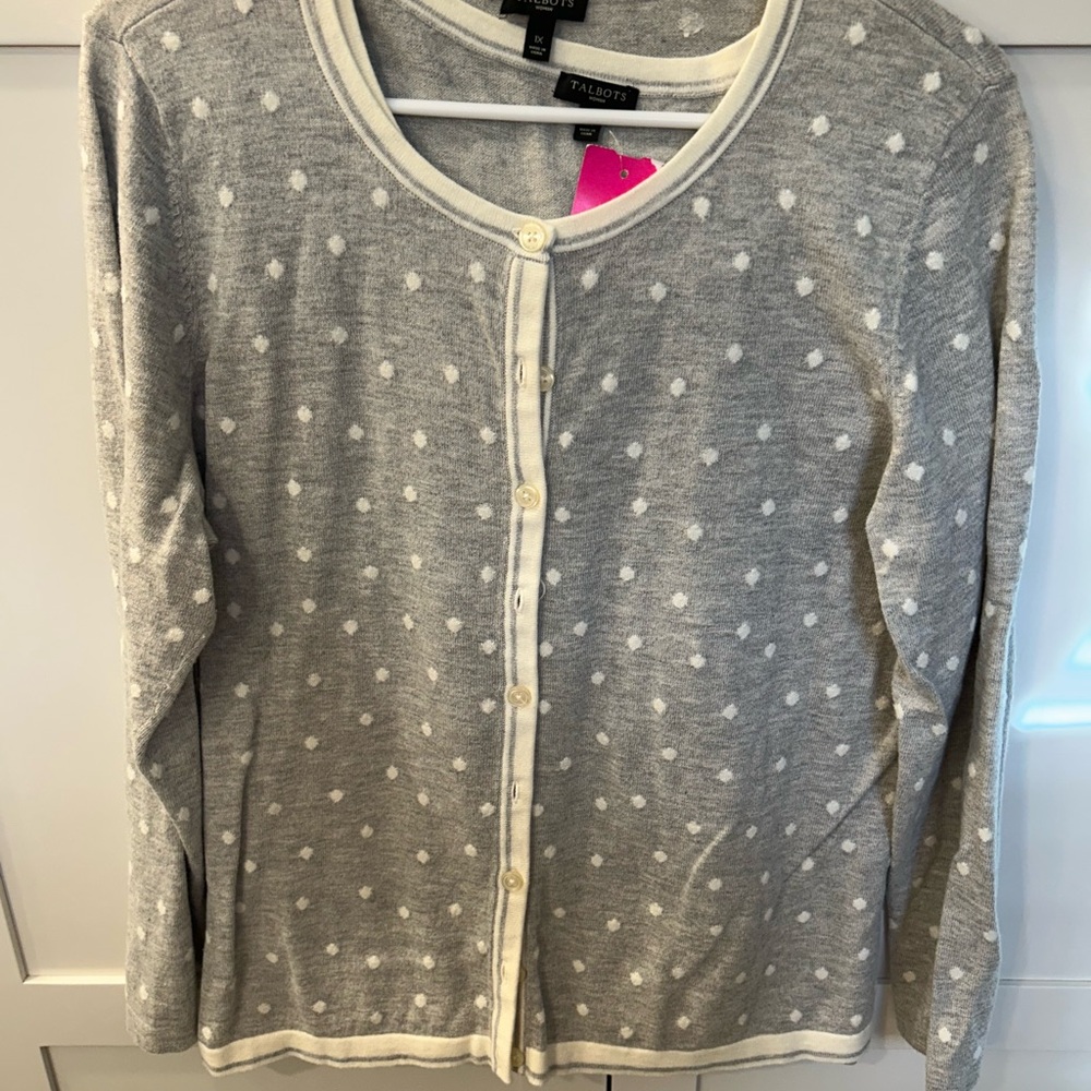 Polka Dot Tank and Cardigan in Gray Talbots 1X